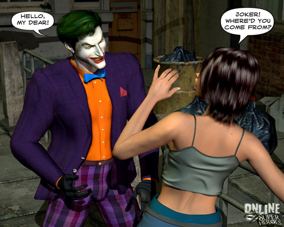 Joker Bangs hot babe in Alley- Online Superheroes