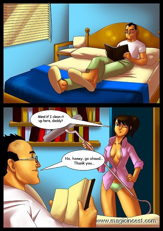 Cleaning of daddy’s room turns into the fuck