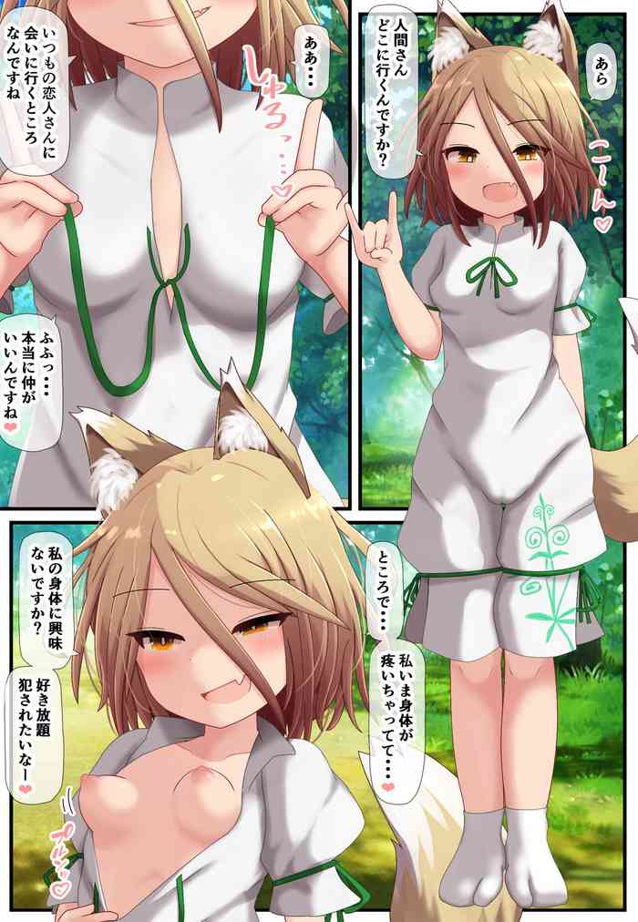 [Hanbun Kyojaku] Koibito ni Ai ni Iku Tochuu de Jaaku na Byakko ni Atta yo (Touhou Project)